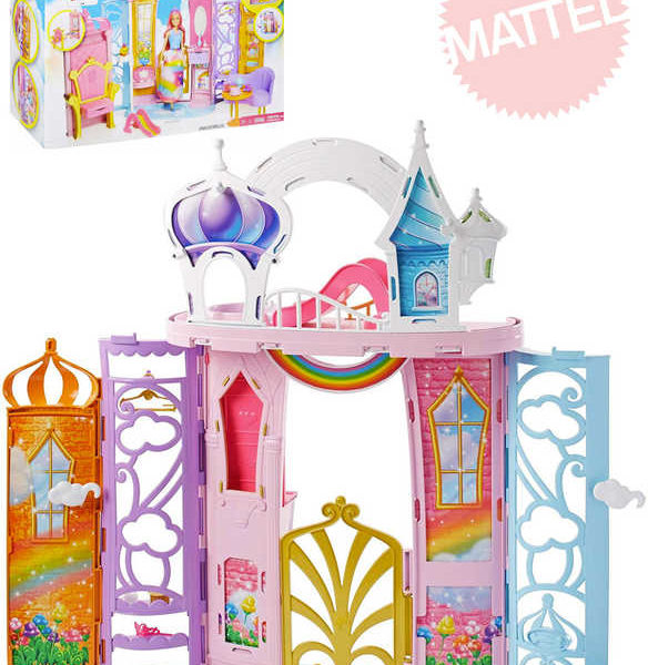 MATTEL BRB Barbie Dreamtopia zámek duhový herní set s doplňky plast