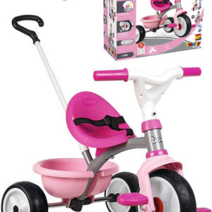 SMOBY Baby tříkolka šlapací Be Move 68x52x52cm růžová s vodící tyčí 2v1