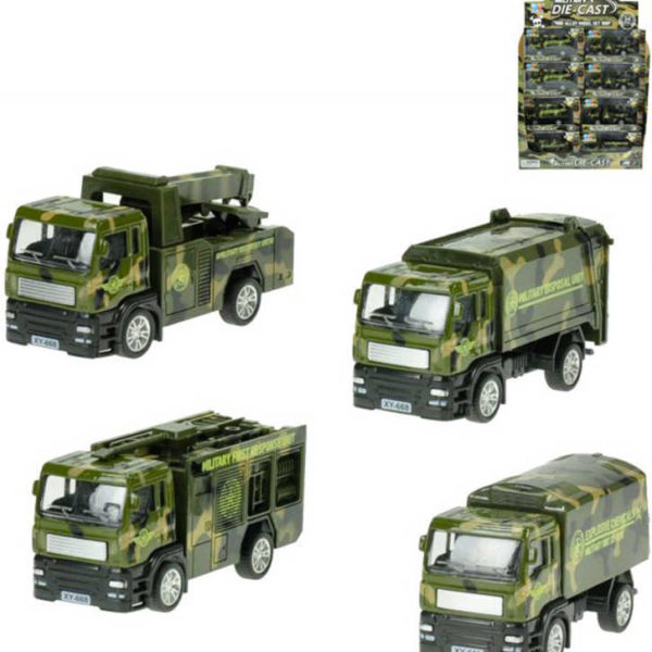 Auto nákladní vojenské pracovní 1:55 kovové 12cm různé druhy