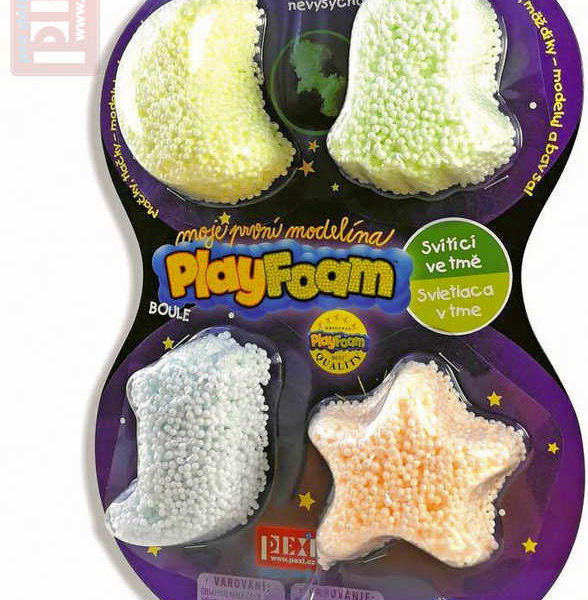 PEXI PlayFoam modelína pěnová svítí ve tmě dětská modelína set 4 barvy