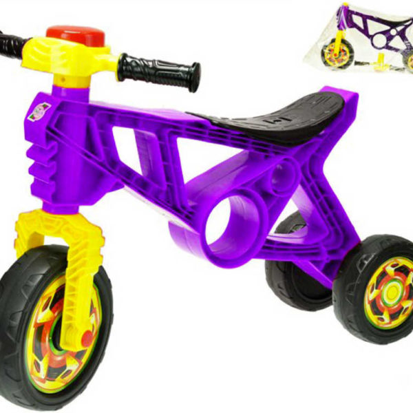 Motorka dětské odrážedlo fialové 60x43x19cm s klaksonem plast