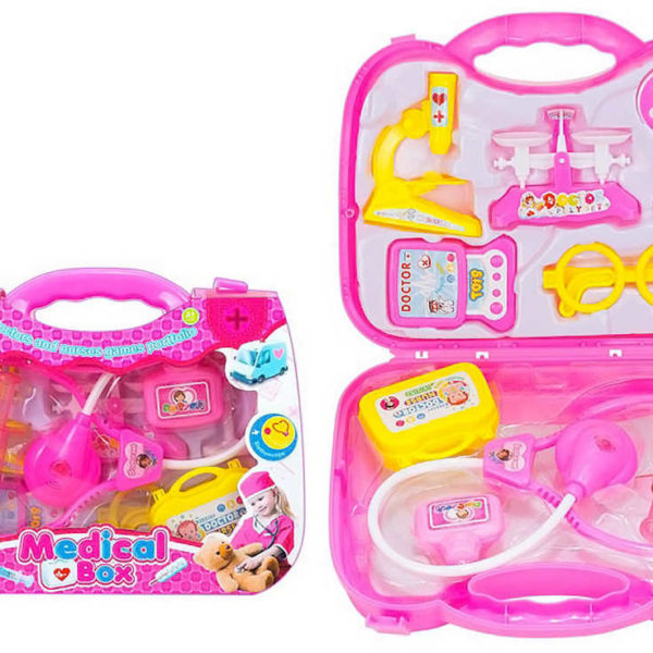 Doktorka v růžovém kufříku set dětské lékařské potřeby plast