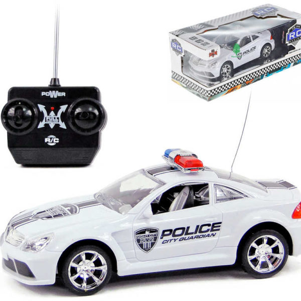 RC Auto policie bílé 1:20 na vysílačku 27MHz na baterie Světlo v krabici
