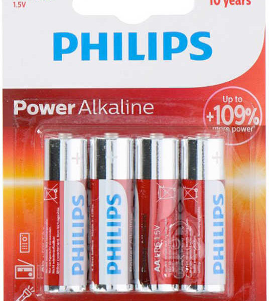 Baterie alkalická Philips AA (LR6) 1,5V set 4ks na kartě Alkaline