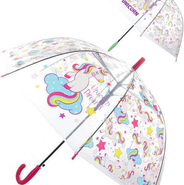 Deštník dětský holčičí průhledný Jednorožci vystřelovací různé druhy
