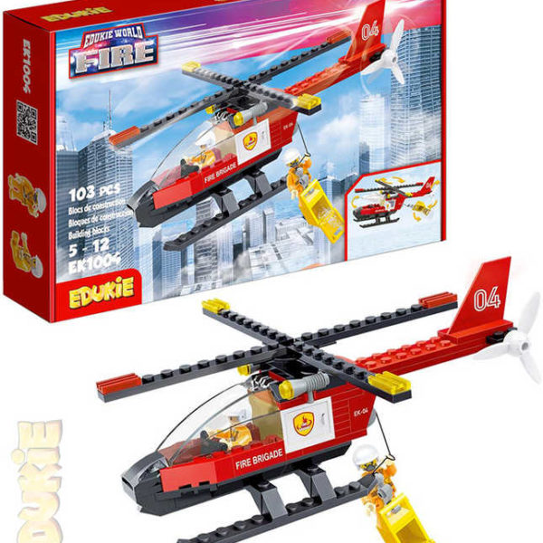 EDUKIE Hasičský vrtulník set 103 dílků + 2 figurky STAVEBNICE