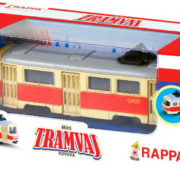 Tramvaj kovová mini 8,5cm retro volný chod český design v krabičce