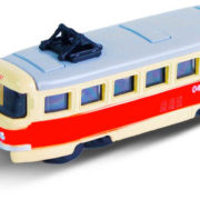 Tramvaj kovová mini 8,5cm retro volný chod český design v krabičce