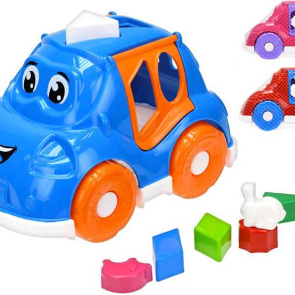 Baby autíčko set s vkládacími tvary různé barvy pro miminko plast