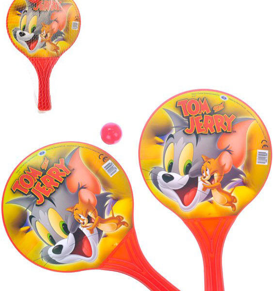 Pálky na plážový tenis Tom a Jerry set 2ks s míčkem v síťce plast