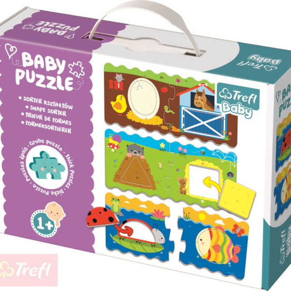 TREFL Baby puzzle Tvary půlené vkládací 3v1 set 12 dílků pro miminko