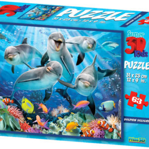 PUZZLE 3D Skládačka Delfíni selfie 31x23cm set 63 dílků