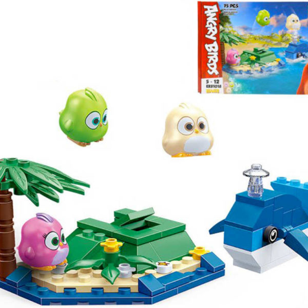 EDUKIE Angry Birds ostrov s velrybou set 75 dílků + 3 figurky STAVEBNICE