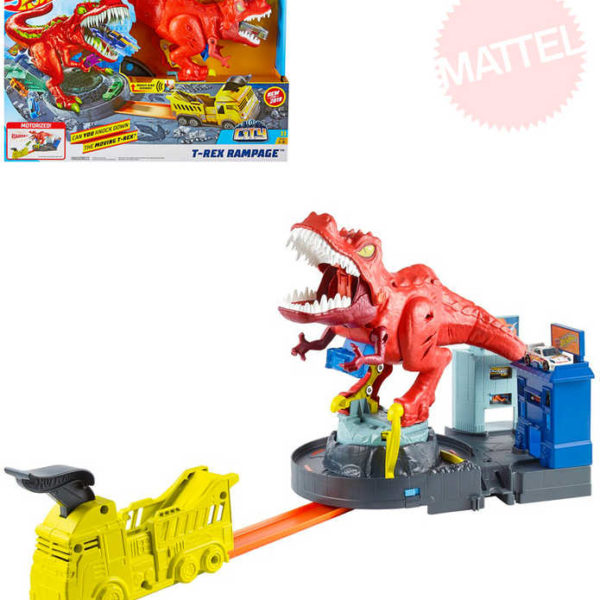 MATTEL HOT WHEELS City T-Rex řádí herní set s autíčkem na baterie