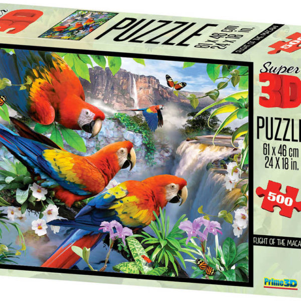 PUZZLE 3D Skládačka Papoušci set 500 dílků 61x46cm v krabici