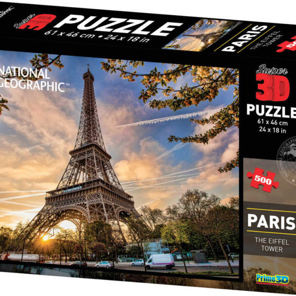 PUZZLE 3D Skládačka Paříž Eiffelova věž 61x46cm set 500 dílků National Geographic