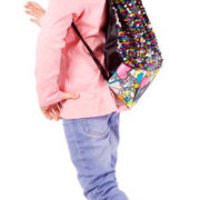 Batoh flitrový vak 29x30cm kreativní set s fixami k vybarvení překlápěcí efekt