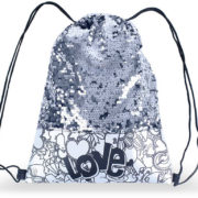 Batoh flitrový vak 29x30cm kreativní set s fixami k vybarvení překlápěcí efekt