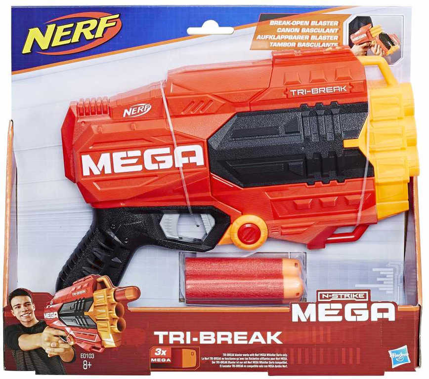 Pistola Nerf Mega Tri Break Dispara Dardos Whistler (naranja, +8