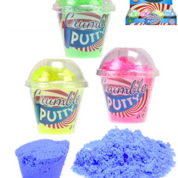 Hmota zábavná Crumble putty 11cm sama se drolí a rozpadá různé barvy v kelímku