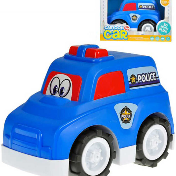 Baby autíčko policejní 25cm barevné s očima volný chod pro miminko
