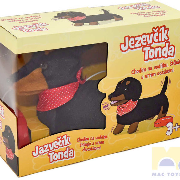 MAC TOYS Jezevčík Tonda chodí na vodítku štěká vrtí ocáskem na baterie Zvuk