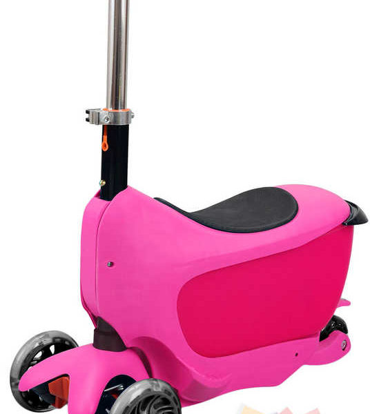 BUDDY TOYS Koloběžka TAMAN kloubová / odrážedlo 2v1 růžová LED Světlo