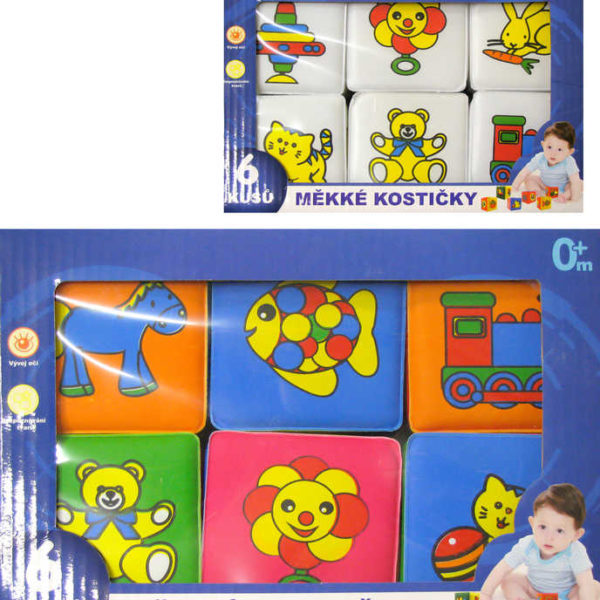 Baby soft kostky pěnové barevné set 6ks s obrázky různé druhy