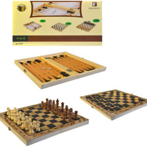 DŘEVO Hra Šachy Dáma Backgammon 30x30cm 3v1 *SPOLEČENSKÉ HRY*