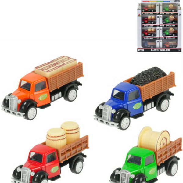 Auto farmářské nákladní kovové 8,5cm set s doplňkem různé druhy