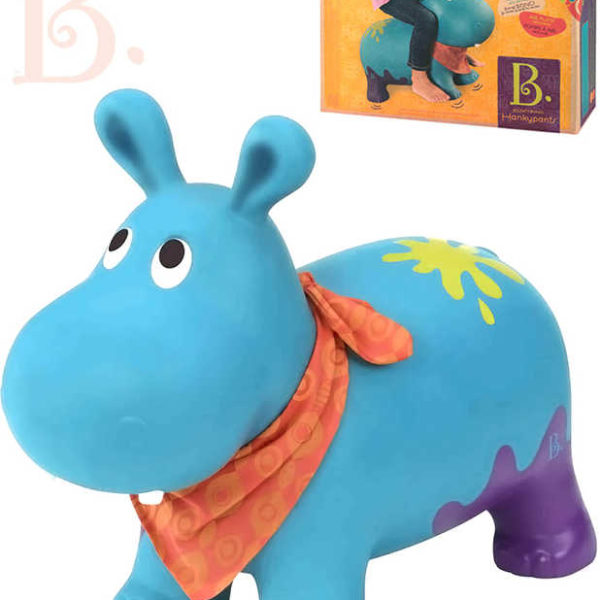 B-TOYS Baby hopsadlo nafukovací hroch Hanky Pants skákadlo set s pumpičkou