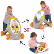 SMOBY Baby Walker Minikiss 3v1 chodítko kočárek sedačka pro panenku hnědá