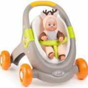 SMOBY Baby Walker Minikiss 3v1 chodítko kočárek sedačka pro panenku hnědá