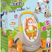 SMOBY Baby Walker Minikiss 3v1 chodítko kočárek sedačka pro panenku hnědá