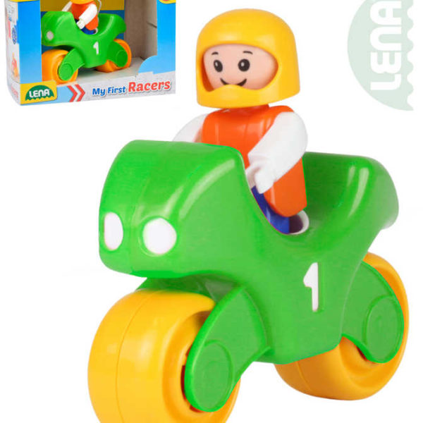 LENA My First Racers baby set motorka závodní + figurka plast pro miminko