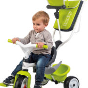 SMOBY Tříkolka Baby Balade 2 s vodící tyčí a stříškou zelená 3v1 šlapadlo s košíkem