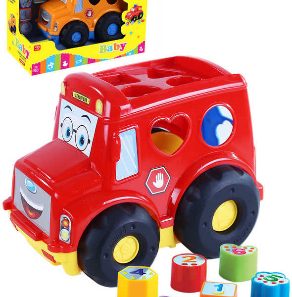 Baby autobus vkládačka se 6 tvary počítání plast 2 barvy pro miminko