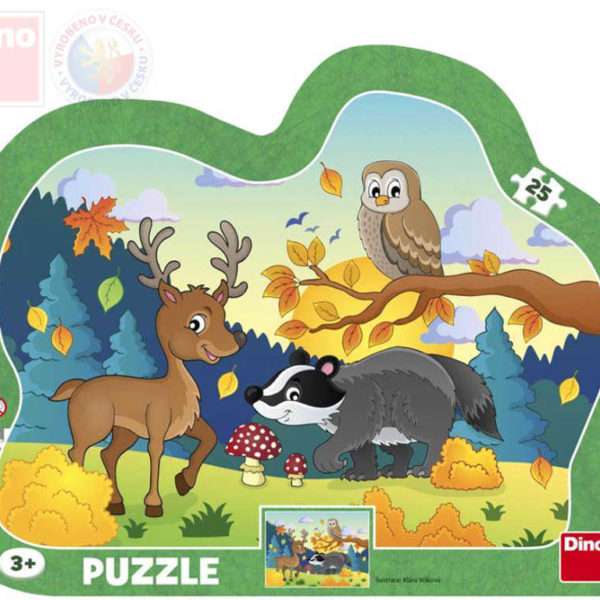 DINO Puzzle tvarované deskové Lesní zvířátka 31x23cm skládačka 25 dílků