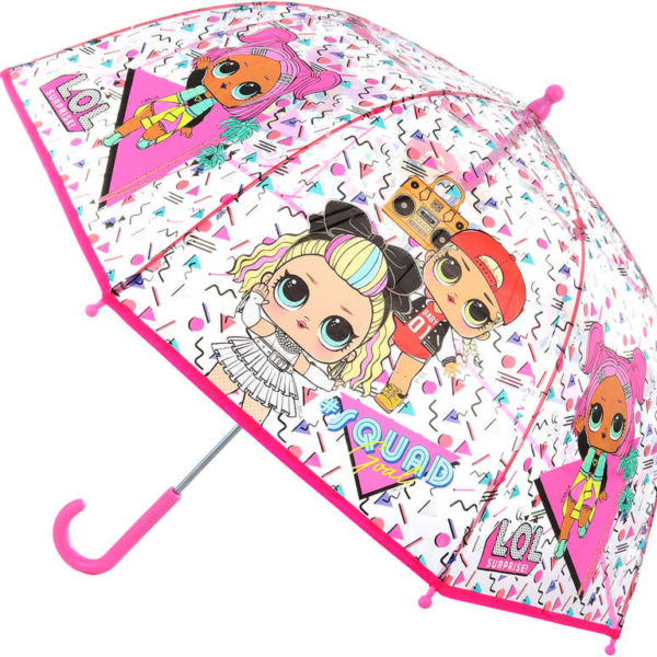 Deštník dětský holčičí L.O.L. 64x71cm průhledný manuální v sáčku