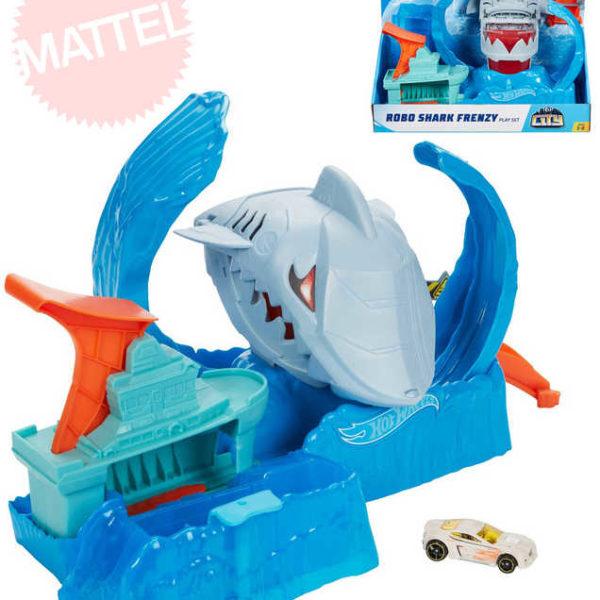 MATTEL HOT WHEELS City color shifters robo žralok set akční dráha s autíčkem plast