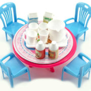Nábytek herní set stůl jídelní a židle s nádobím a potravinami různé druhy plast