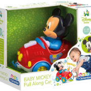 CLEMENTONI Baby autíčko tahací s myškou Mickey Mouse plast pro miminko