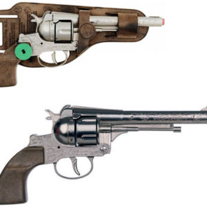 Revolver kovbojský stříbrný 25cm dětská kapslovka kovová 12 ran