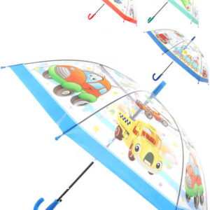 Deštník dětský vystřelovací dopravní prostředky různé druhy transparentní