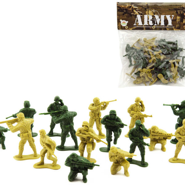Vojáci figurka akční plastová 16ks se zbraní dvoubarevný set v sáčku CZ