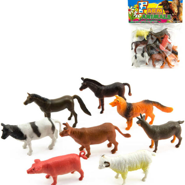 Zvířátka domácí farma plastové figurky set 8ks v sáčku