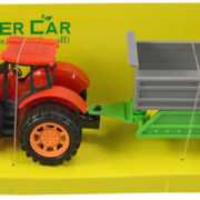 Traktor farmářský 14cm set s vlečkou na setrvačník různé barvy plast