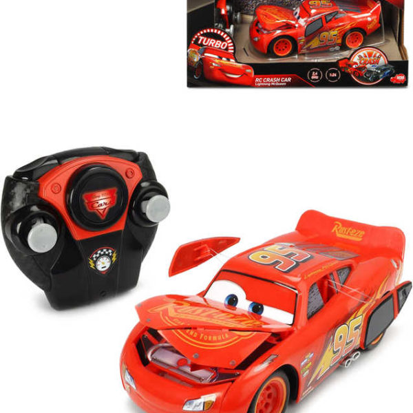 DICKIE RC Auto Blesk McQueen Crash Turbo na vysílačku 2,4GHz na baterie Auta (Cars)