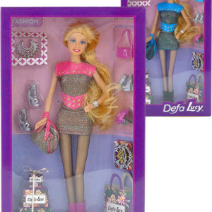 DeFa Lucy nákupy modní panenka 29cm trendy set s doplňky 2 barvy v krabici