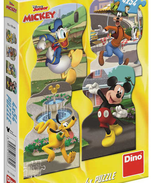 DINO Puzzle Mickey Mouse ve městě 4x54 dílků 13x19cm skládačka v krabici